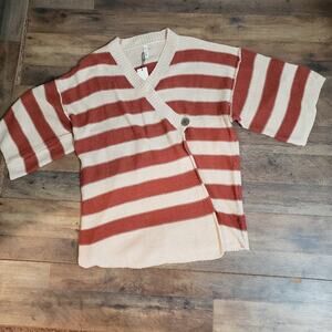 NWT Striped Knit Sweater Shorts Romper by Wishlist Ivory and Burnt Orange M/L